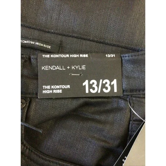 Kendall + Kylie Coated Black Kontour High Rise Pants, Sz 13/31 NWT - Picture 6 of 9
